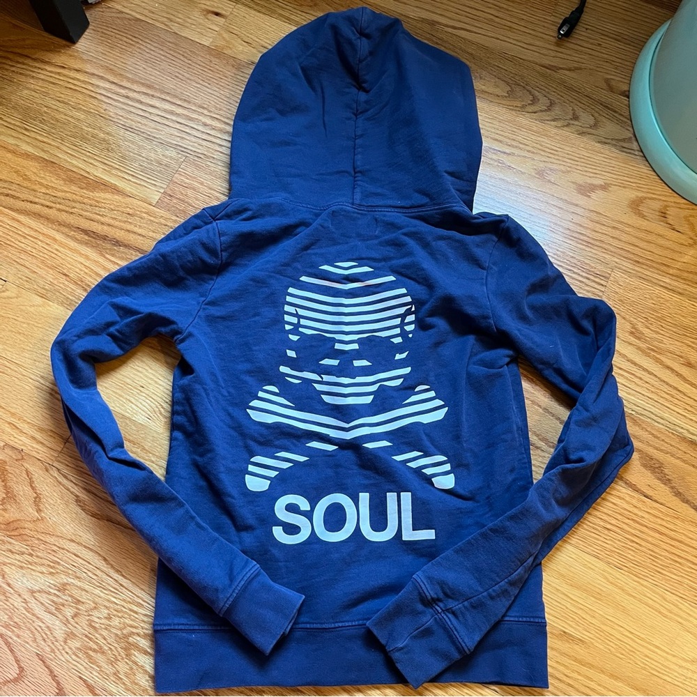 Soulcycle skull cross and bones zip up hoodie size XS